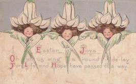 Easter Joys Angel-Winged Female Faces with Flower Hats Postcard A21 - £2.38 GBP