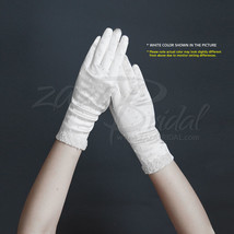 All Over Beads Shiny Satin Gloves With Decorated Beads And Pearls At The Wrist - £18.27 GBP