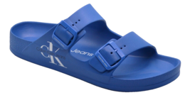 Calvin Klein Men&#39;s Medium Blue Two Buckle Flip Flop Sandal Rubber Shoes ... - £36.33 GBP