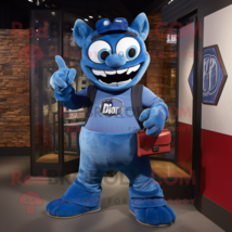 Blue Devil mascot costume character dressed with a Mom Jeans and Wallets - £981.99 GBP