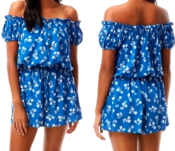 KATE SPADE DAISY FLORAL ROMPER COVER UP SWIMSUIT MACAW BLUE SIZE M, LNWT! - $90.62 CAD
