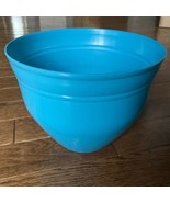Blue Flower Pot Large Planter Medium Round Plastic 10 inch Wide Shiny Gl... - £8.14 GBP