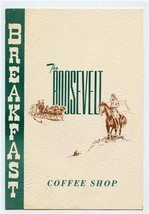 The Coffee Shop Menu Roosevelt Hotel Waco Texas 1950&#39;s Cowboy Stagecoach Cover - £37.97 GBP