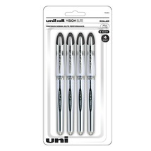 uniball Vision Elite Rollerball Pen, Bold Point, 0.8 mm, Black Ink, 4 Count - £18.19 GBP