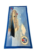 NEW Carnival 50th Birthday Cruise Ship Beach Towel 100% Cotton Blue White 60x30 - $29.68