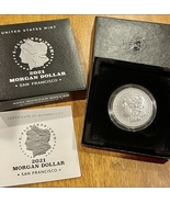 2021 S $1 SILVER MORGAN DOLLAR WITH BOX/COA MINT CODE 21XF - $207.16 CAD