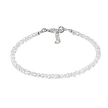 Natural Cultured Pearl and Moonstone Lucky White Stone .925 Silver Bracelet - £19.82 GBP