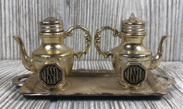 Vintage Gold Tone Metal Teapots Salt and Pepper Shakers Nassau Made in J... - $9.90