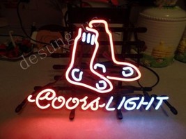 New Coors Light Boston Red Sox Beer Bar Pub Real Glass Neon Sign 24&quot;x20&quot; - £199.83 GBP