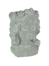 Whitewashed Gray Concrete Flower Girl Wall Mount Head Planter 9.25 Inches High - £21.34 GBP