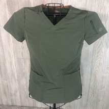 Dickies Scrub Top Size Small Extreme Stretch Olive Green Pocket In Sleeve EUC - £8.17 GBP