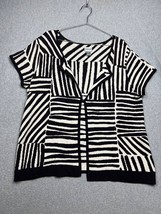CHICO&#39;S Women&#39;s Zebra Cardigan Sweater Silk Knit Stretch Short Sleeve Size 3 /XL - £23.47 GBP
