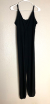 Black Jumpsuit Womens Sz M Jump Suit Spaghetti Strap Jogger Legs - £11.97 GBP