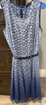 Leslie Fay Dress Womens Size 16 Blue Ombre Fit &amp; Flare Panel Lace Overlay - €25,15 EUR