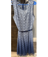 Leslie Fay Dress Womens Size 16 Blue Ombre Fit &amp; Flare Panel Lace Overlay - $28.69