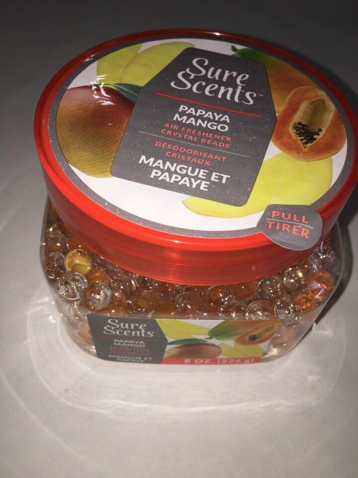 Sure Scents Papaya Mango Air Freshener Crystal Gel Beads Scented 6oz-New... - $11.76