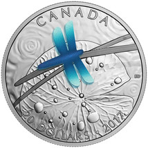 1 Oz Silver Coin 2017 Canada $20 Nature&#39;s Adornments 3D iridescent Dragonfly - £117.50 GBP