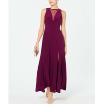 Nightway Womens 8 Berry Purple Sleeveless Illusion Mesh Inset ALine Gown... - $36.47