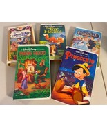 5 Disney VHS Lot Robin Hood Pinocchio Fox and Hound Snow White Cinderell... - $9.89