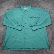 Magellan Shirt Mens XL Green Long Sleeve Collared Button Up Pocket Polyester - £20.23 GBP