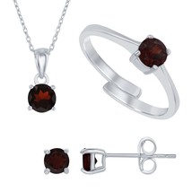Sterling Silver &quot;January Birthstone&quot; Garnet Set - £67.74 GBP