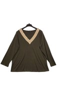 BloomChic Tunic Top Womens Plus Size 18 Ribbed Knit Lace Trimmed V Neck  - $16.83