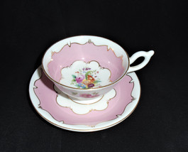 Coalport Teacup and Saucer Vintage Bone China England Pink With Flowers - $34.65