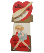 Vintage Valentines Day Card I&#39;ll Brush Up if You&#39;ll Be My Valentine Fash... - £7.86 GBP