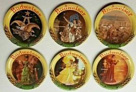 Vintage Set 6 Budweiser Beer Metal Coasters Official Product 3.5&quot; NEW! U139 - £31.69 GBP
