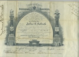 1903 Mason 32nd Degree Certificate with 19 signed 33rd Degree Members Bu... - $494.51