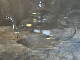 Delicate Clear Glass Teapot Cn Glass 5&quot; tall w/ lid - £7.79 GBP