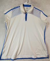 adidas Clima Cool Polo Shirt Women Size XL White Short Sleeve Logo Slit ... - $13.66