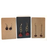 Dangle Drop Earring Lot Red / Purple Theme 3 Pairs New on Card - £9.40 GBP