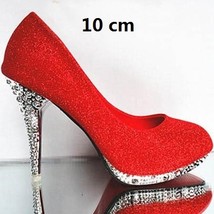 Crystal Women&#39;s Wedding Shoes Woman Bridal Evening Party Red High Heels Shoes Se - £44.87 GBP