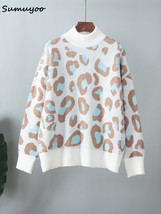 Sumuyoo Winter Women&#39;s Sweater 2022  Print White neck Oversize Jumper Vintage Wa - £107.69 GBP