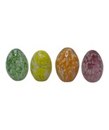 LOT of 4 Murano Style Hand Blown Glass EASTER Art Glass Confetti Egg Shaped - $38.44 CAD
