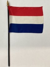 New Netherlands Holland Mini Desk Flag - Black Wood Stick Gold Top 4” X 6” - $5.00