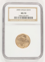 2005 1/4 ML G $10 Or American Eagle Classé Par NGC Comme MS70 - £597.91 GBP