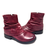MIZ MOOZ SOFT RUCHED LEATHER BOOTIE  SIDE ZIP WINE  37EU / 7US NEW  Z-129 - $2,501.42 MXN