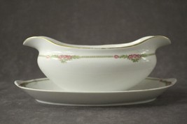 Vintage China NORITAKE Gravy Boat Attached Underplate COBURG Pattern Pin... - £14.02 GBP