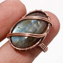 Blue Fire Labradorite Gemstone Fashion Copper Wire Wrap Ring Jewelry 7&quot; SA 360 - £3.97 GBP