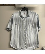 Vintage Men&#39;s Dockers Shirt Size XL White / Blue Short Sleeve Button Up - $9.95