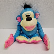 Vintage 1994 Fisher Price 10&quot; Chattering Chimps Blue Puffalump Plush Monkey - $14.75