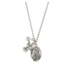 Guardian Angel Devotional Medal and Charm Pendant Necklace Catholic Child Kid - £8.01 GBP