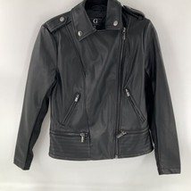 G Giuliana Black Label Faux Leather Cropped Jacket BLACK Zipper Pocket NWOT - £38.37 GBP