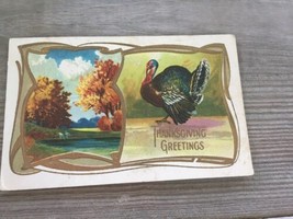 Antique Vintage Postcard:Embossed Thanksgiving Greetings Turkey - £17.01 GBP