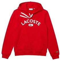 Lacoste Men&#39;s Red Long Sleeve Lightweight Pullover Hoodie printed SH6876... - £34.04 GBP