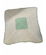 Handmade Crochet Baby Blanket Afghan Green/White 42”x45”. Smoke Free House - £11.00 GBP