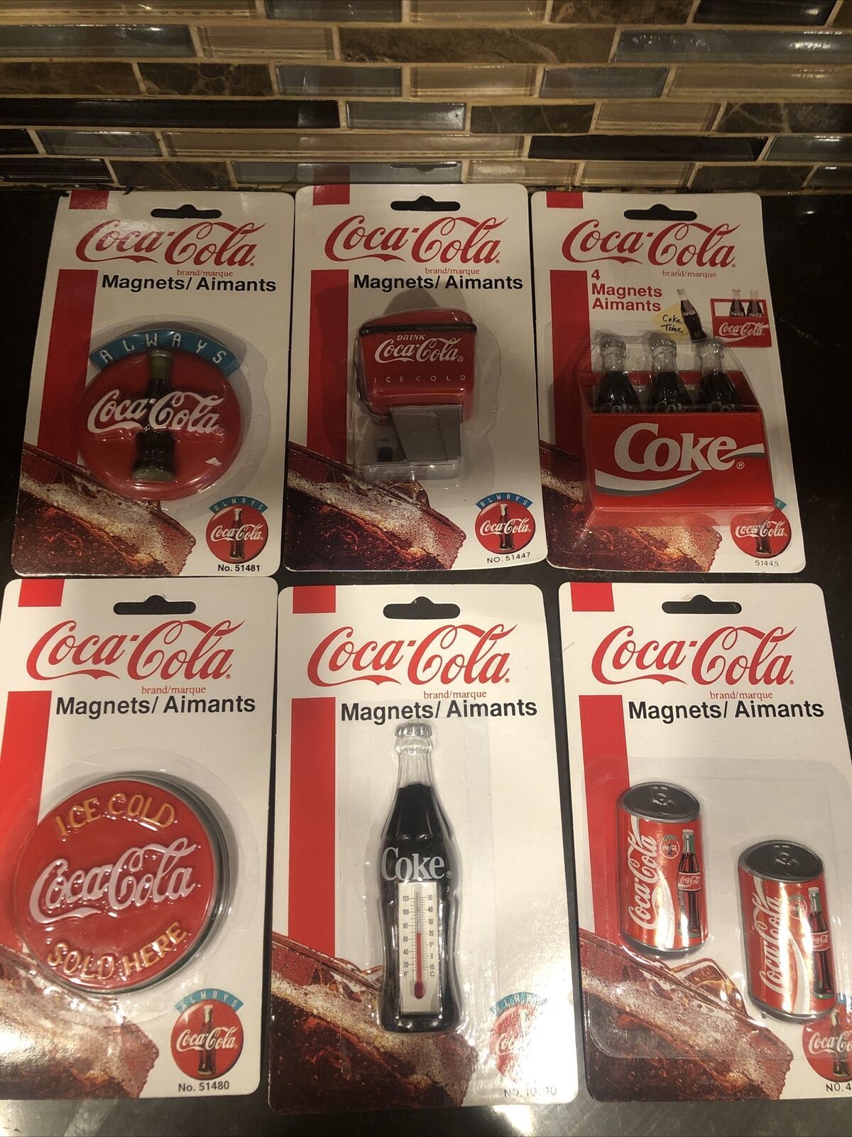 Lot Of 6 Vtg 1995 Coca-Cola Company magnets  No. 10100 428 51480 51481 51445 - $33.89