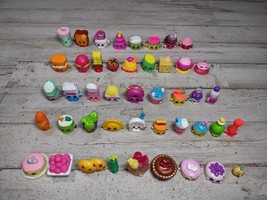 Lot of 45 Shopkins Food Themed Figures Mixed Lot Cake Fruit Drinks NO DUPLICATES - £26.73 GBP
